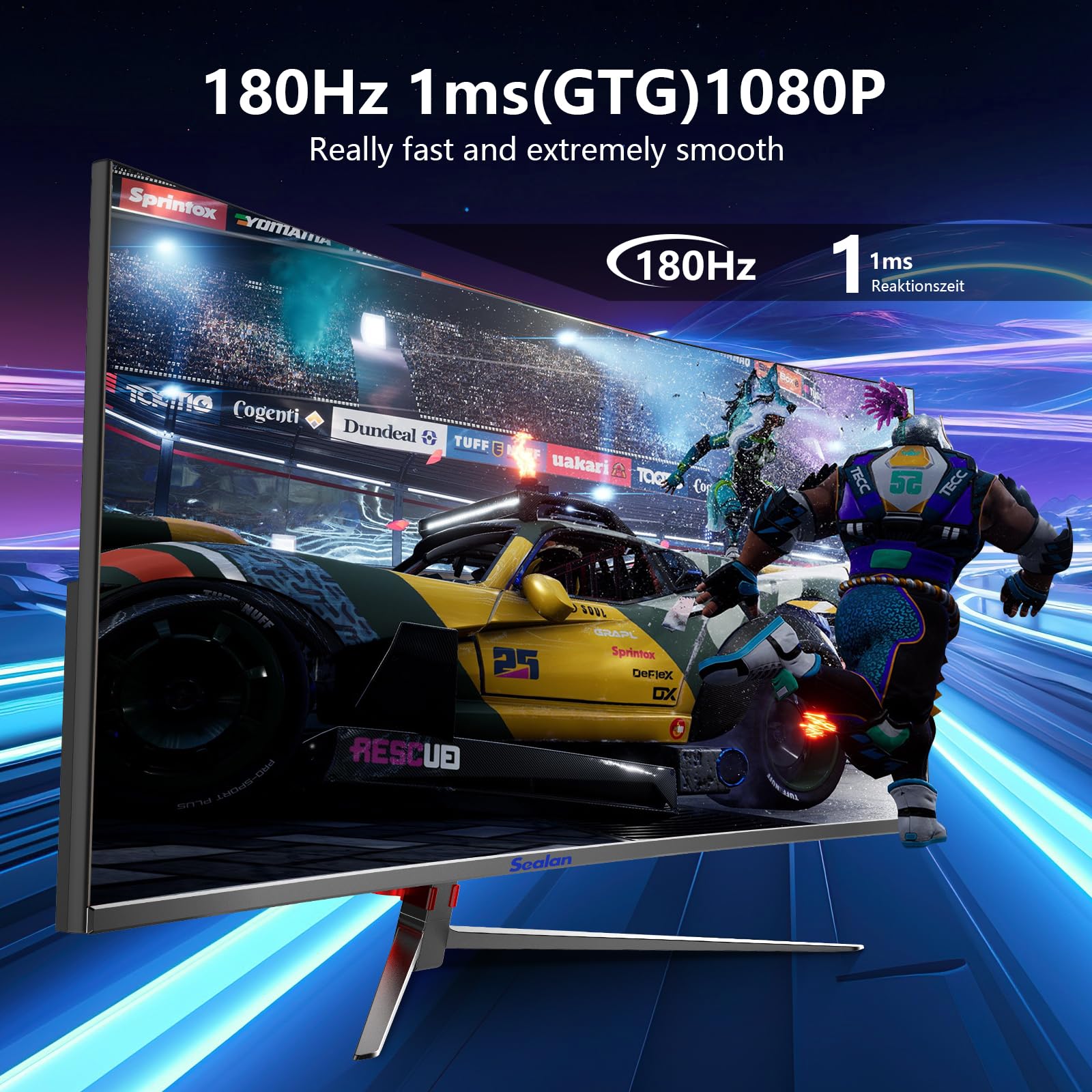 27 inch Curved Gaming Monitor 180Hz Full HD 1080P 1800R LED Computer Display with FreeSync & Eye-Care Technology, VESA Mount, DP/HDMI Ports, IPS Panel - Perfect for Esports, Home Office & Multimedia Entertainment