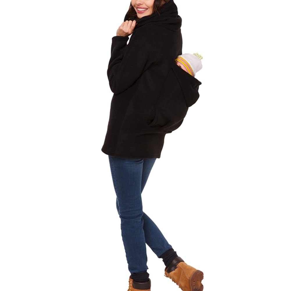 Women's Kangaroo Sweatshirt - Soft Fleece Maternity Jacket with Baby Carrier Pocket for Nursing Moms | Perfect for Breastfeeding, Babywearing & Cold Weather Outings