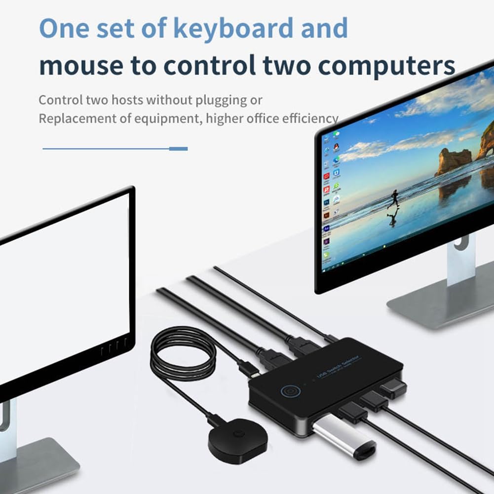 Osmond USB 3.0 KVM Switch - 2 Input 4 Output USB Sharing Hub for PC, Laptop, Keyboard, Mouse & Printer | High-Speed Data Transfer | Perfect for Home Office, Gaming & Multi-Device Workstations