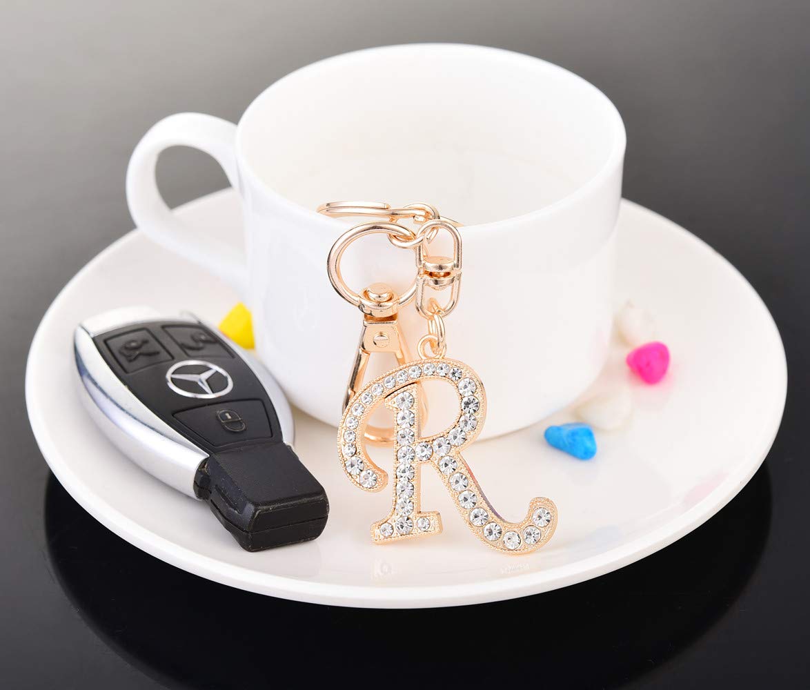 AlphaAcc Crystal Alphabet Initial Letter Keychain for Women - Elegant Purse Charms & Handbag Pendant with Key Ring - Perfect Gift for Birthdays, Anniversaries and Everyday Carry