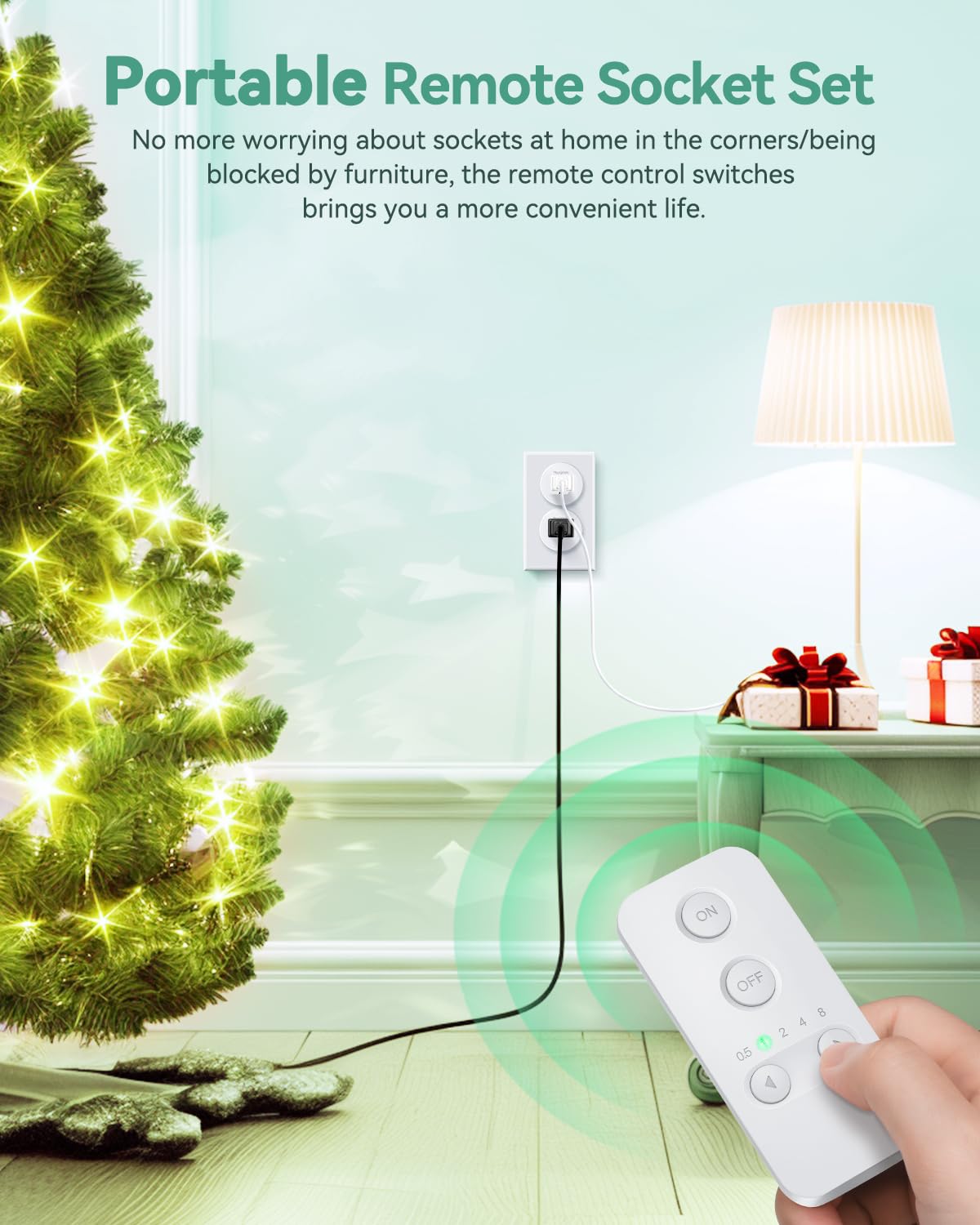 Wireless Remote Control Outlet Switch with Timer - 500ft Range, 15A/1500W Heavy Duty Plug-in On/Off Switch for Lights & Lamps | Perfect for Home Automation, Smart Lighting Control & Energy Saving