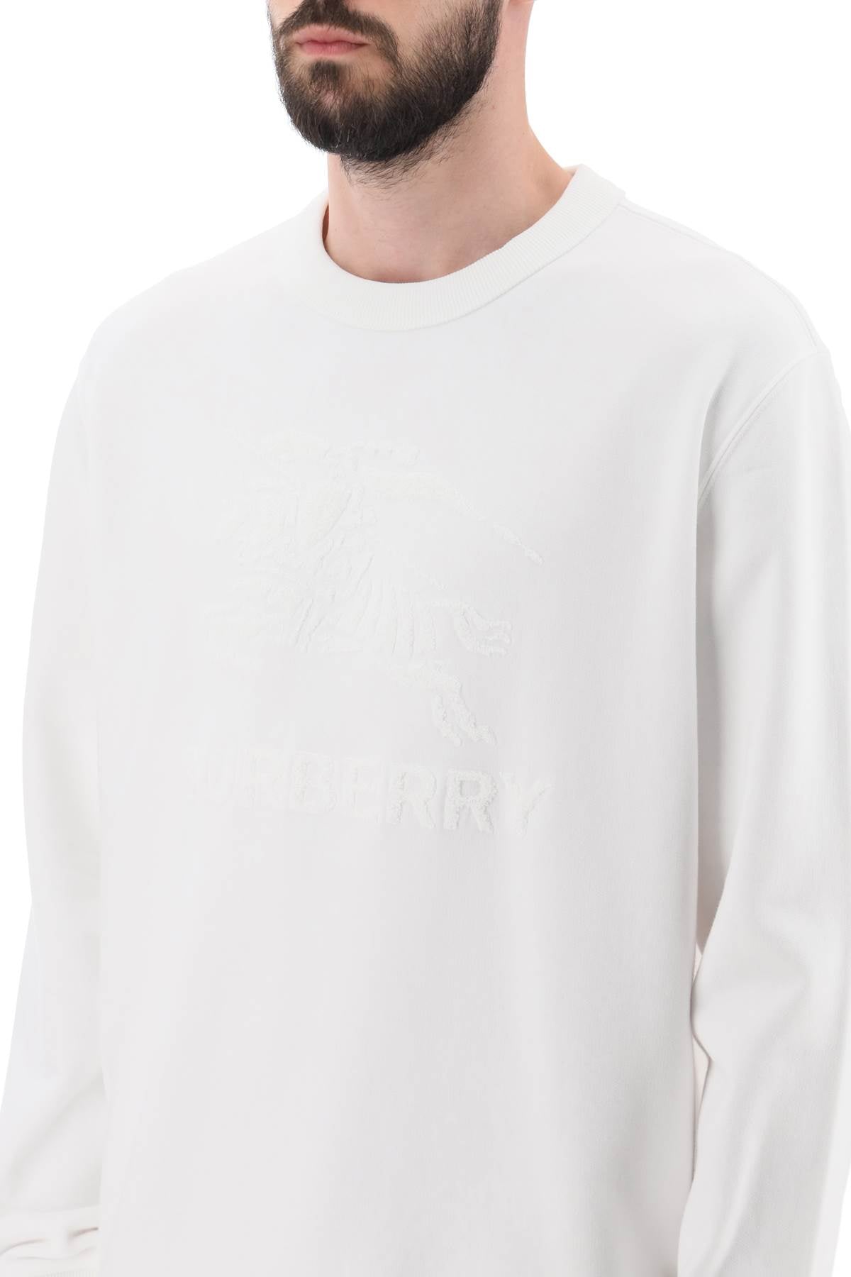 Burberry 'Rayner' Crew Neck Sweatshirt with Equestrian Knight Logo - Classic Luxury Cotton Pullover for Men & Women - Perfect for Casual Outings & Streetwear Fashion