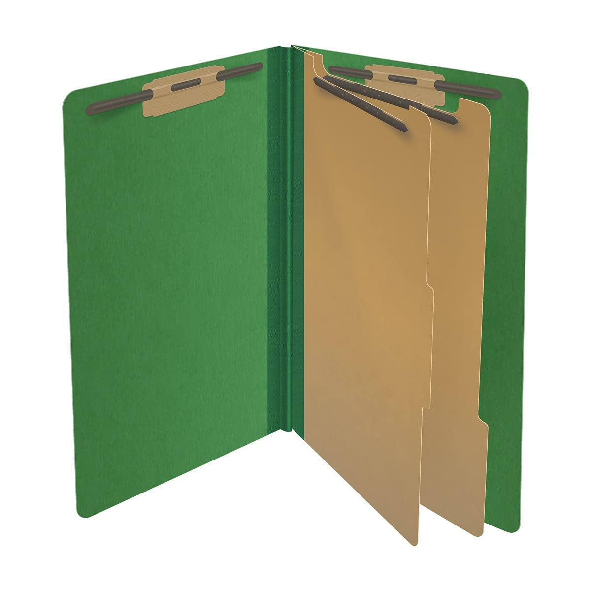 25-Point Pressboard Classification Folders with Full Cut End Tab - Legal Size, 2 Dividers, Moss Green (Box of 10) - Perfect for Office Organization, Document Filing & Legal Paperwork