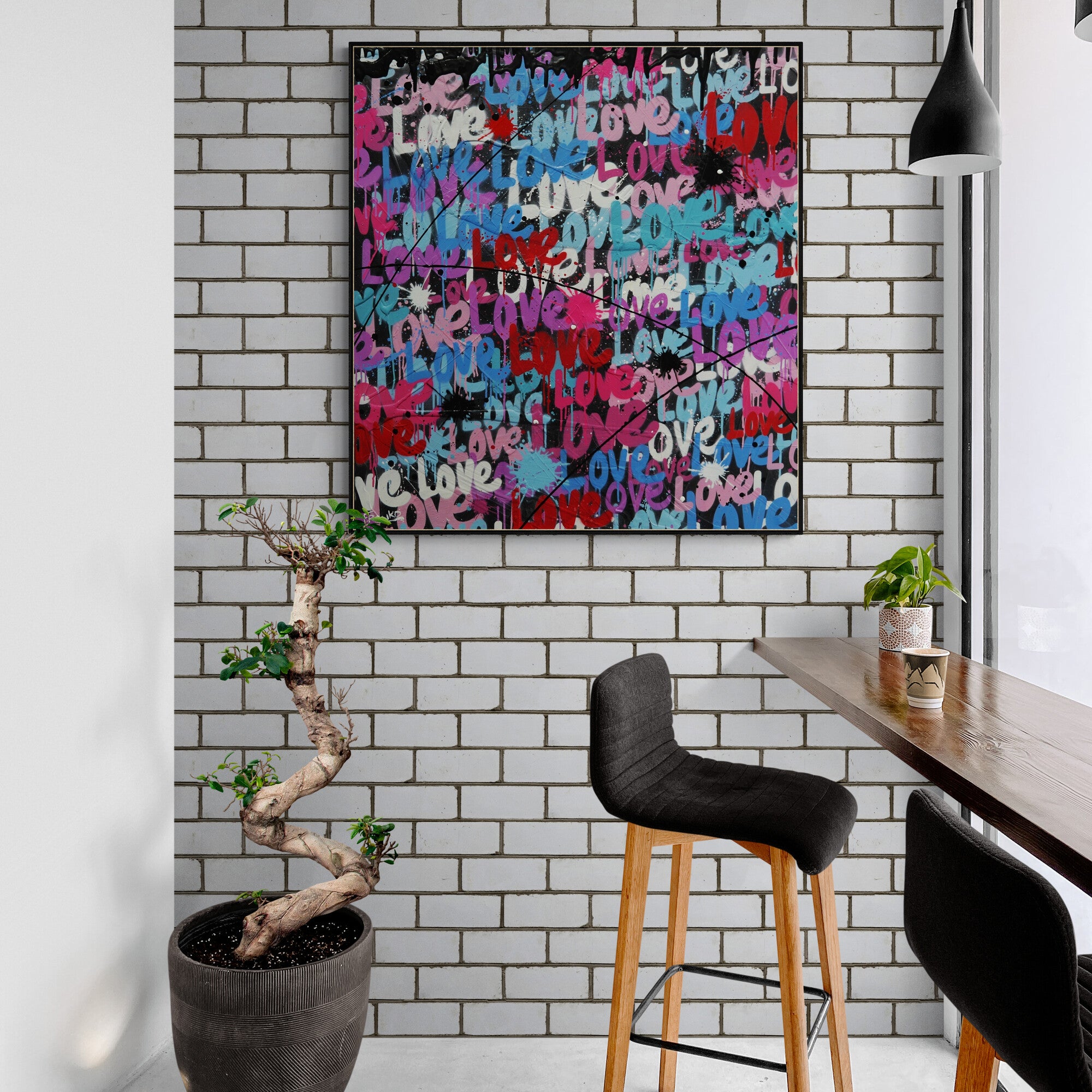 92cm x 100cm Textured Urban Pop Art Canvas Painting - Modern Wall Decor for Living Room, Bedroom & Office