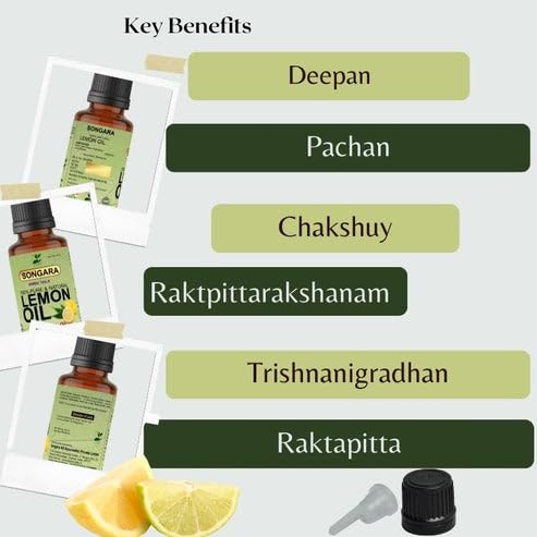 Songara 100% Pure Natural Lemon Essential Oil for Skin & Hair - Ayurvedic Scalp Treatment, Face & Body Revitalizer - 20ml (1 Pack) - Perfect for Aromatherapy, Massage & DIY Beauty Recipes