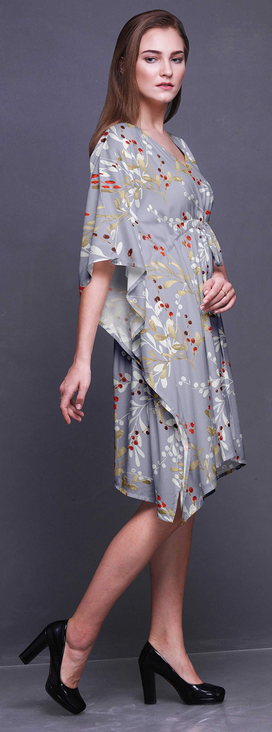 Bimba Women's Short Caftan Midi Dress - Beach Cover Up, Swimwear Wrap, Boho Kaftan for Poolside, Vacation & Summer Outfits