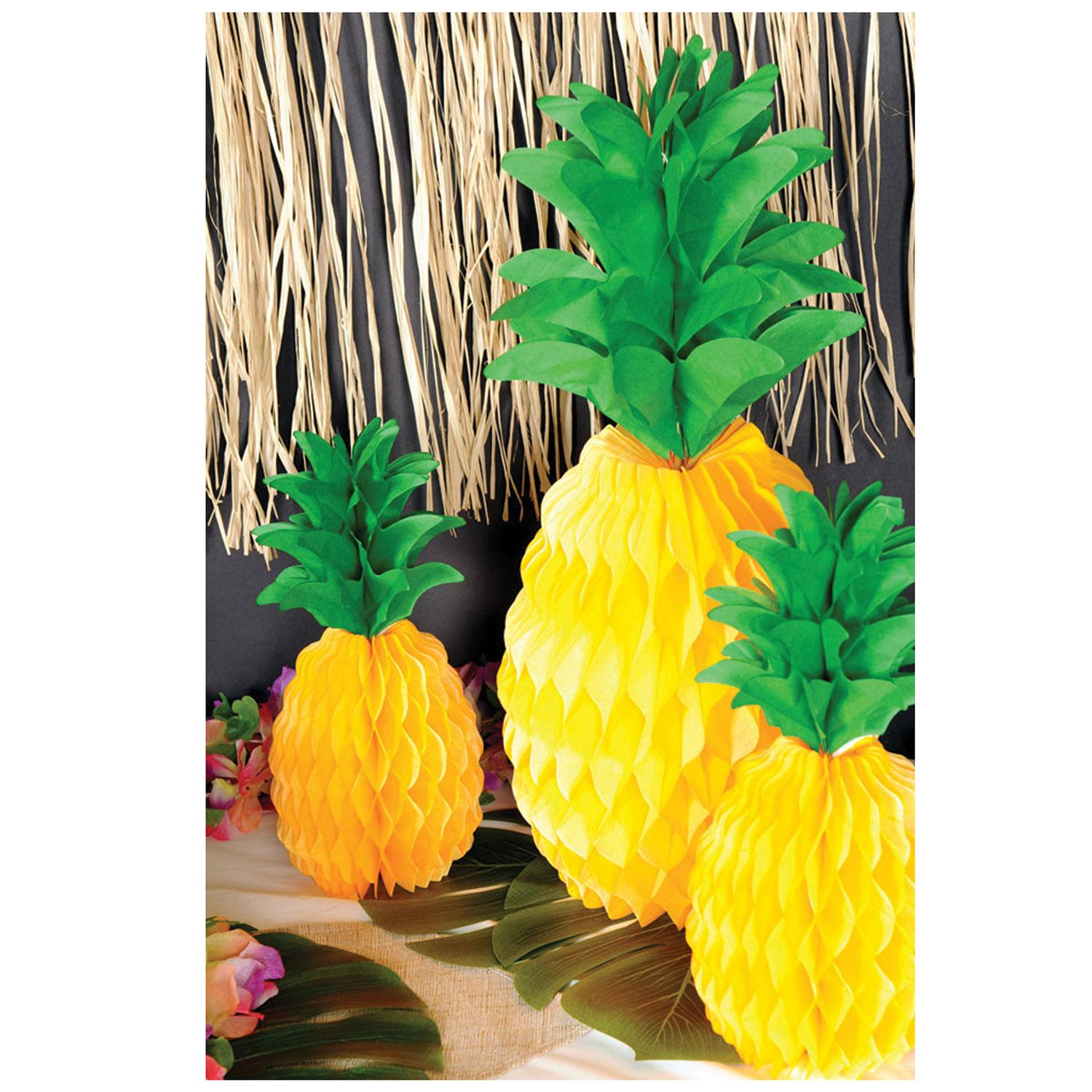 12 Pack Beistle 20 Inch Luau Party Tissue Pineapple Decorations - Tropical Hawaiian Theme Party Supplies for Summer Pool Party, Birthday, Baby Shower & Luau Celebration
