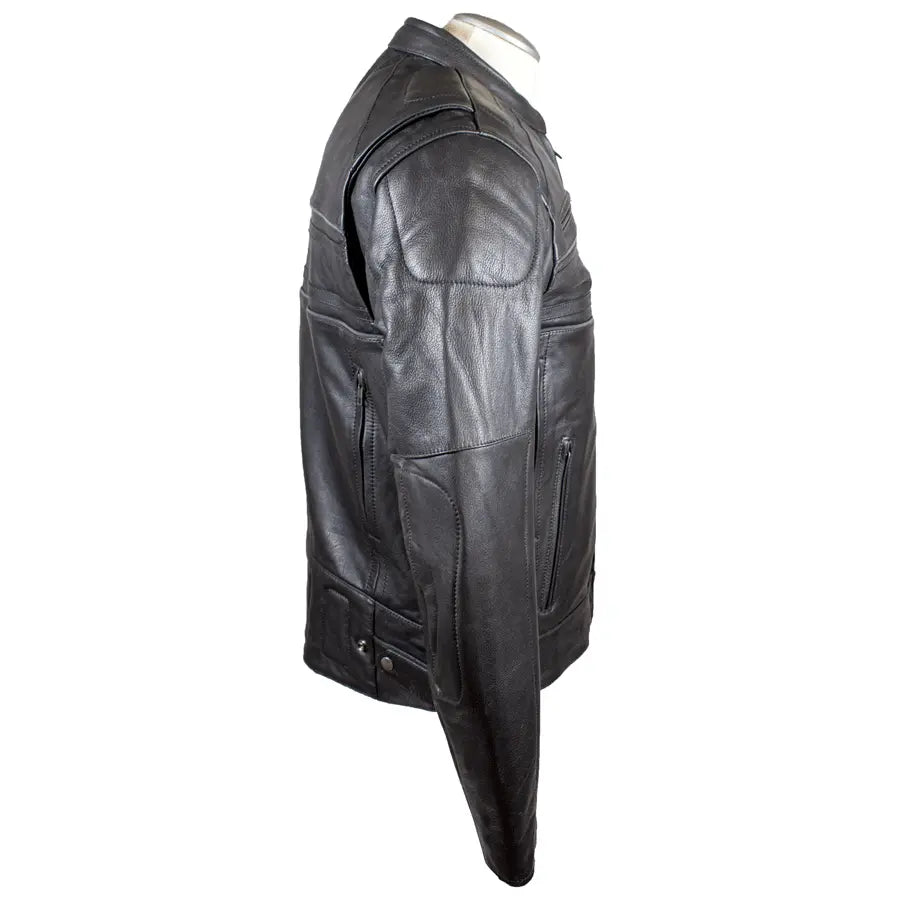 Open Road Men's Leather Armored Motorcycle Jacket - Durable Biker Gear for Safety & Style - Perfect for Cruising, Commuting & Long-Distance Rides