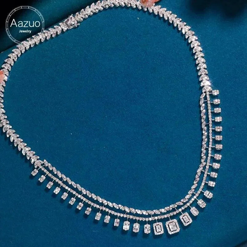 18K White Gold Diamond Necklace for Women - 10ct Natural Sparkling Diamonds, Elegant Luxury Wedding & Engagement Jewelry - Perfect for Anniversary Gifts, Bridal Party & Special Occasions