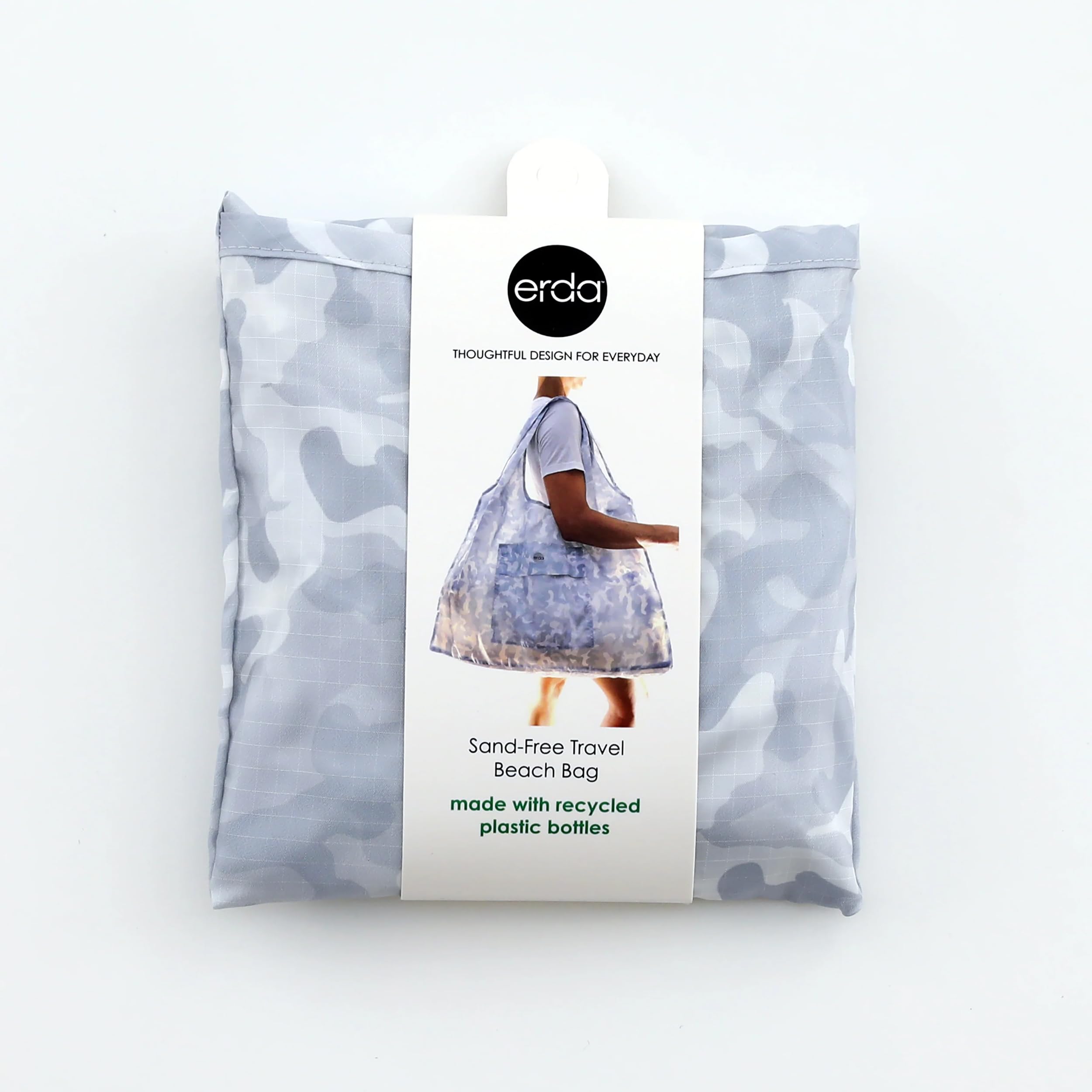 Eco-Friendly Sand-Free Travel Beach Bag - Made from Recycled Water Bottles, Arctic Camo Design | Perfect for Beach Trips, Poolside Lounging & Outdoor Adventures