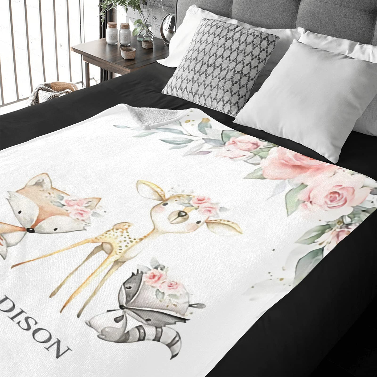 Personalized Baby Blanket with Name & Animals - Custom Soft Blankets for Newborns | Perfect Baby Shower Gift for Boys & Girls | Nursery Decor & Neutral Baby Essentials | Ideal for Cuddling, Swaddling & Photo Props