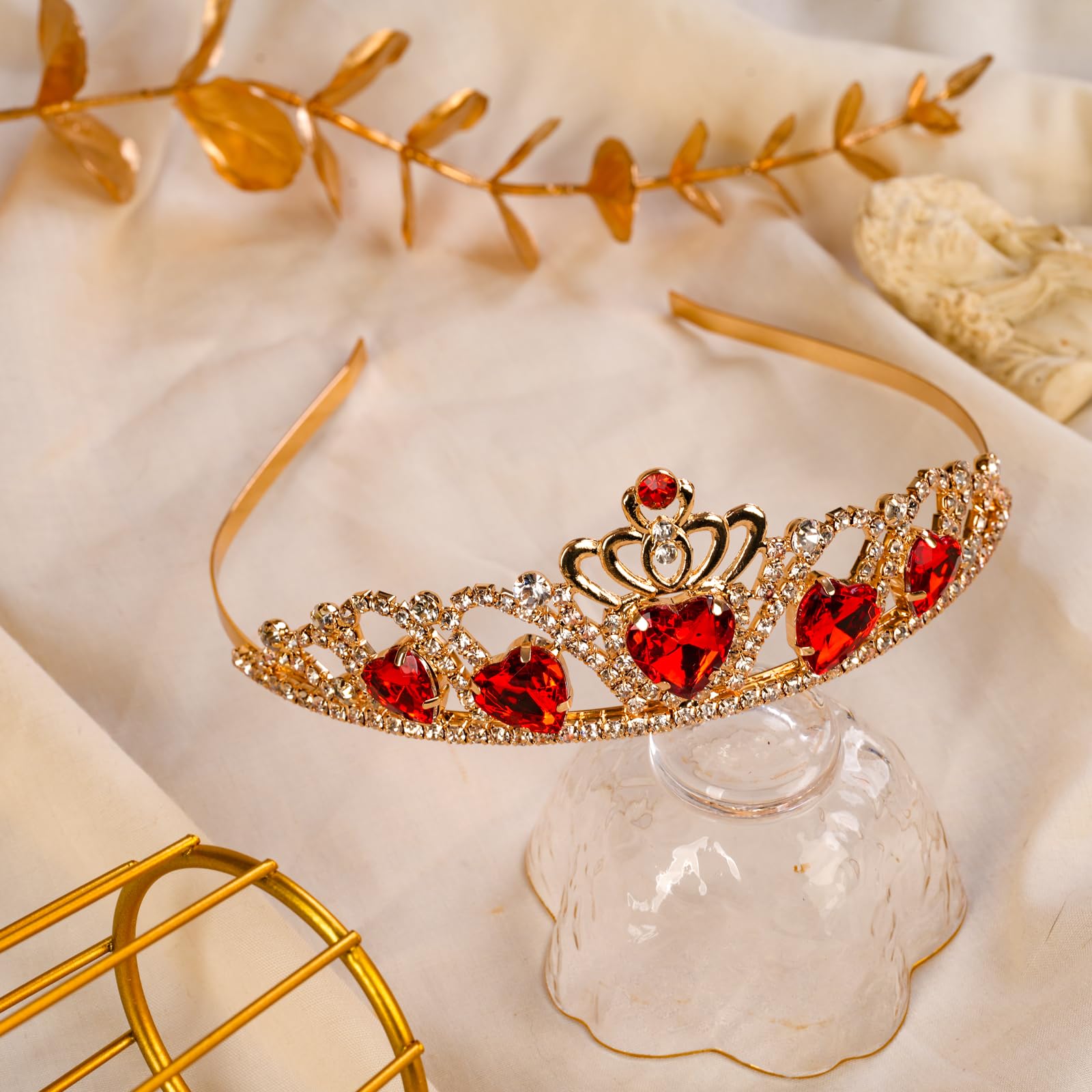 Descendants 4 Red Heart Crown Jewelry Set - Evie Costume Accessory for Halloween, Cosplay & Dress Up | Perfect for Teens, Halloween Parties & Disney Themed Events