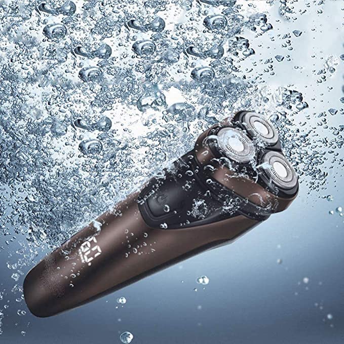 Rechargeable Waterproof Electric Shaver for Men - Wet/Dry Shaving Razor with Pop-up Trimmer & Time Display - Precise Facial & Neck Shaving - Perfect for Travel, Gym & Daily Grooming Routine