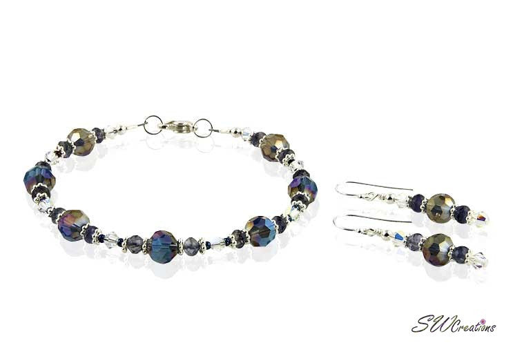 Iolite Gemstone Beaded Bracelet Set for Women - Healing Crystal Jewelry for Meditation, Yoga & Spiritual Energy