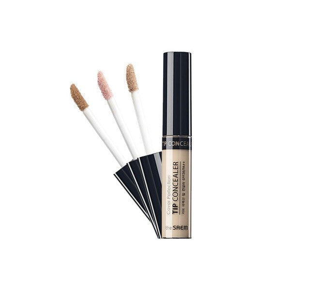 THE SAEM Cover Perfection Tip Concealer 6.5g - Lychee Beige | Full Coverage, Long-Lasting, Crease-Proof | Perfect for Dark Circles, Blemishes & Under Eye Brightening