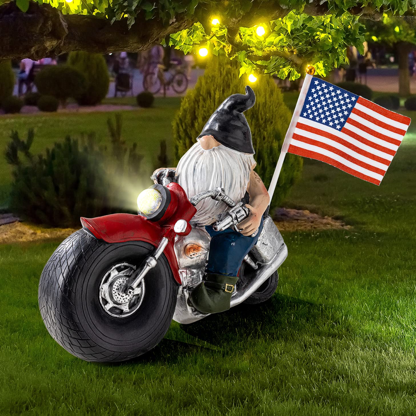 Solar-Powered Garden Gnomes with LED Lights - Outdoor Resin Statues for Patio, Lawn & Yard Decor - Unique Gift for Garden Lovers (Perfect for Nighttime Illumination & Themed Garden Displays)
