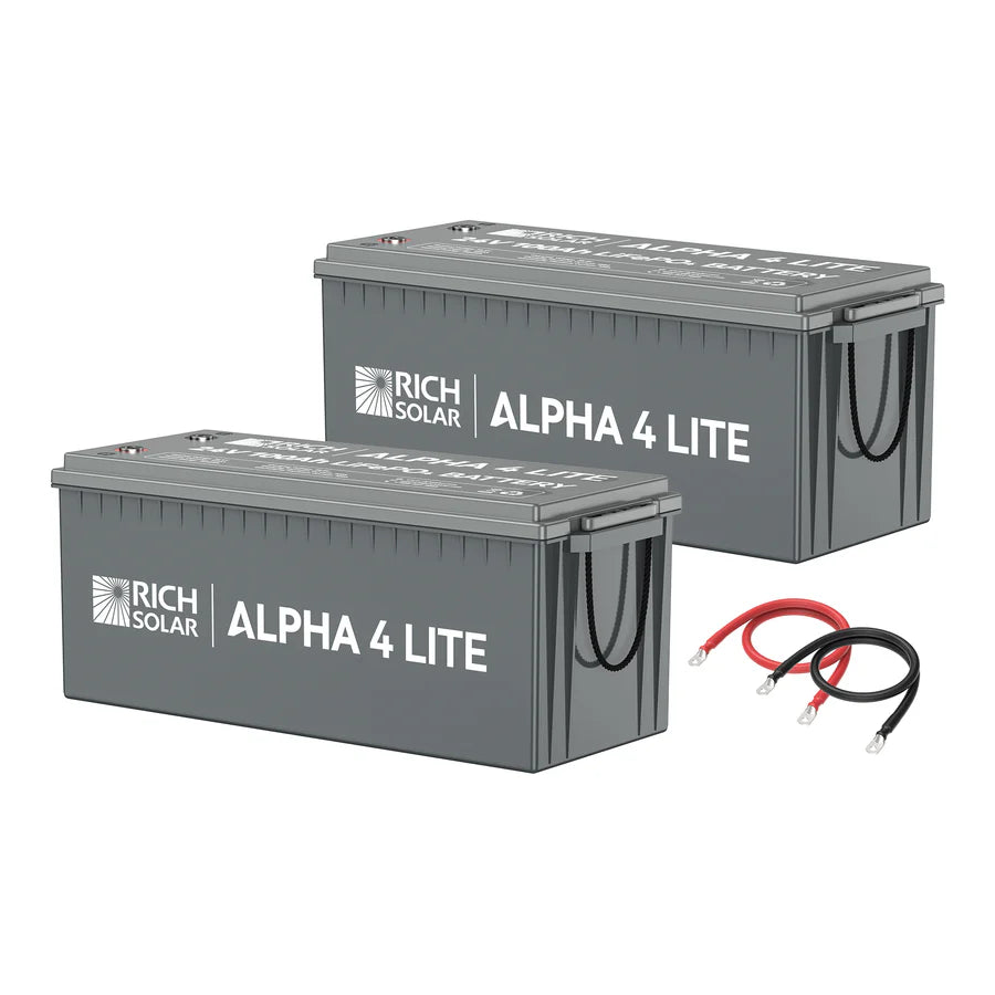 Rich Solar ALPHA 4 LITE 24V 200AH 800AH LiFePO4 Lithium Battery Bank - Deep Cycle Solar Battery for RV, Marine, Off-Grid & Home Energy Storage