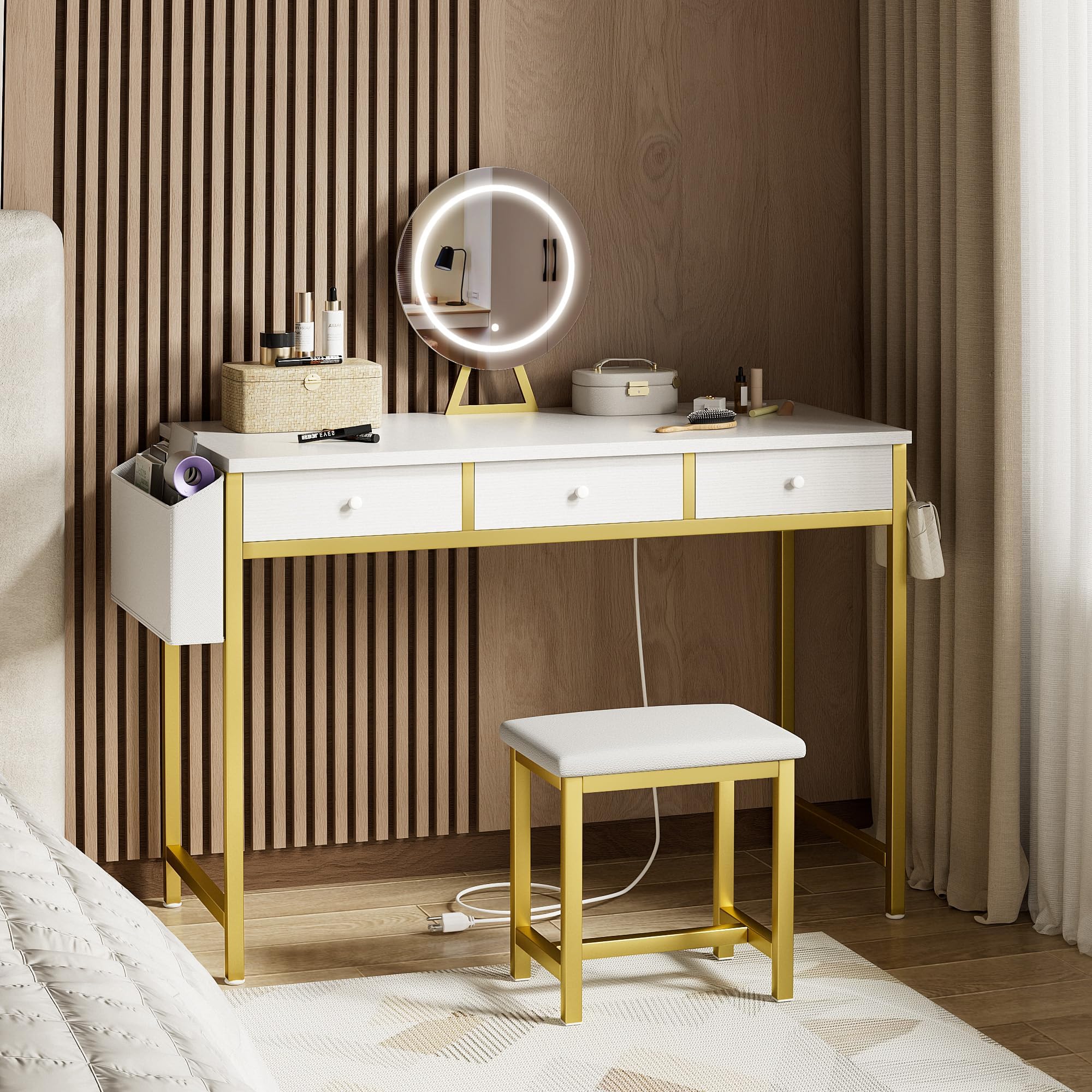 Girls Vanity Desk with Mirror & Lights - 40