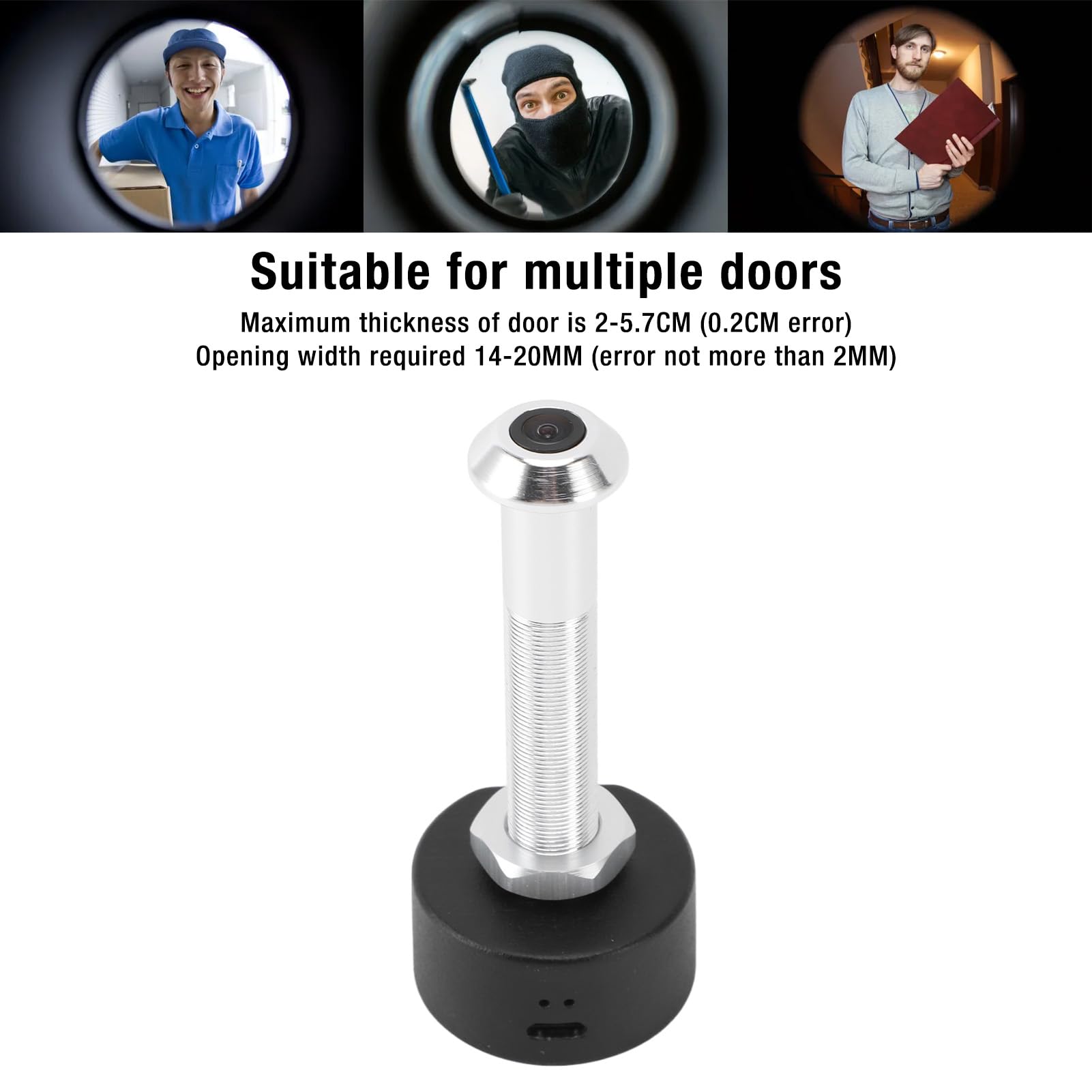 1080P HD Wireless Peephole Camera with Mobile Detection, 170° Wide Angle Lens & Night Vision - Smart Door Viewer with APP for Home Security (Silver) | Perfect for Apartments, Condos & Enhanced Home Safety