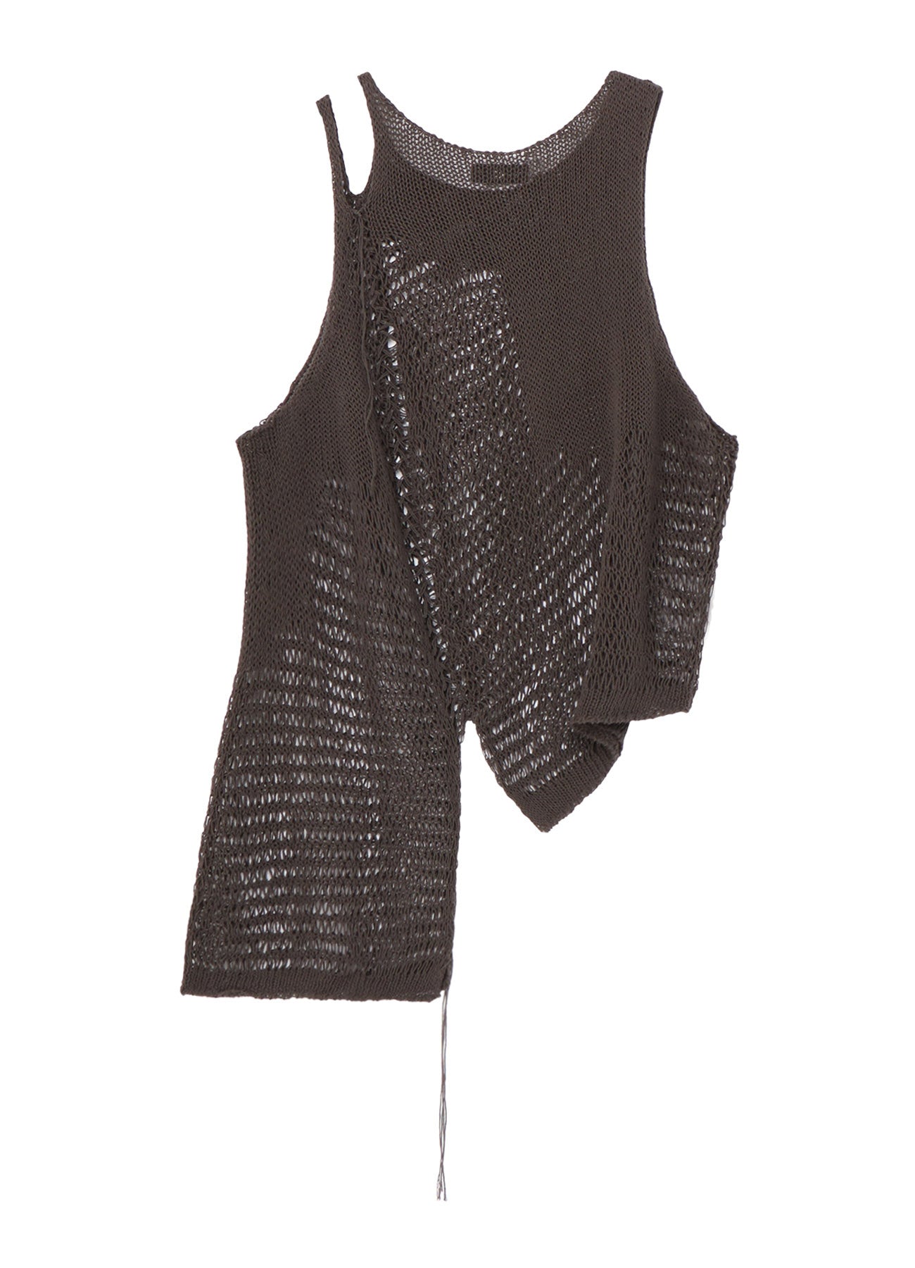 Asymmetrical Sleeveless Knit Top - Trendy Damaged Processed Design for Women | Perfect for Casual Outings, Parties & Streetwear Fashion