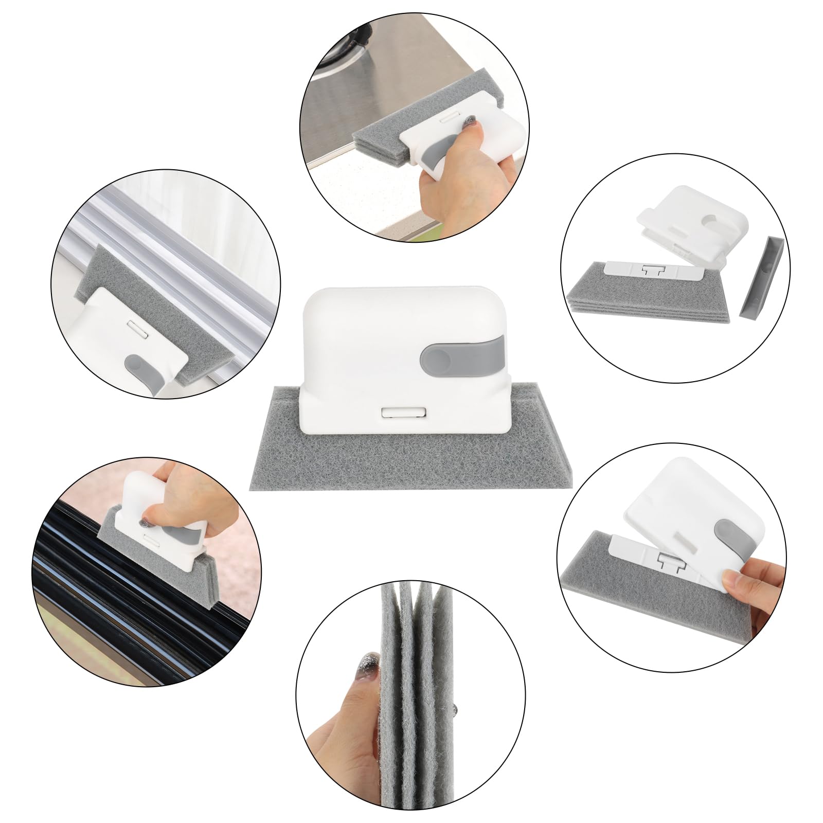 8-Piece Handheld Groove Gap Cleaning Kit - Multi-Purpose Crevice Brush for Window Tracks, Blinds, Shower Doors, Car Vents, AC Units & Keyboards | Perfect for Home, Office & Vehicle Deep Cleaning