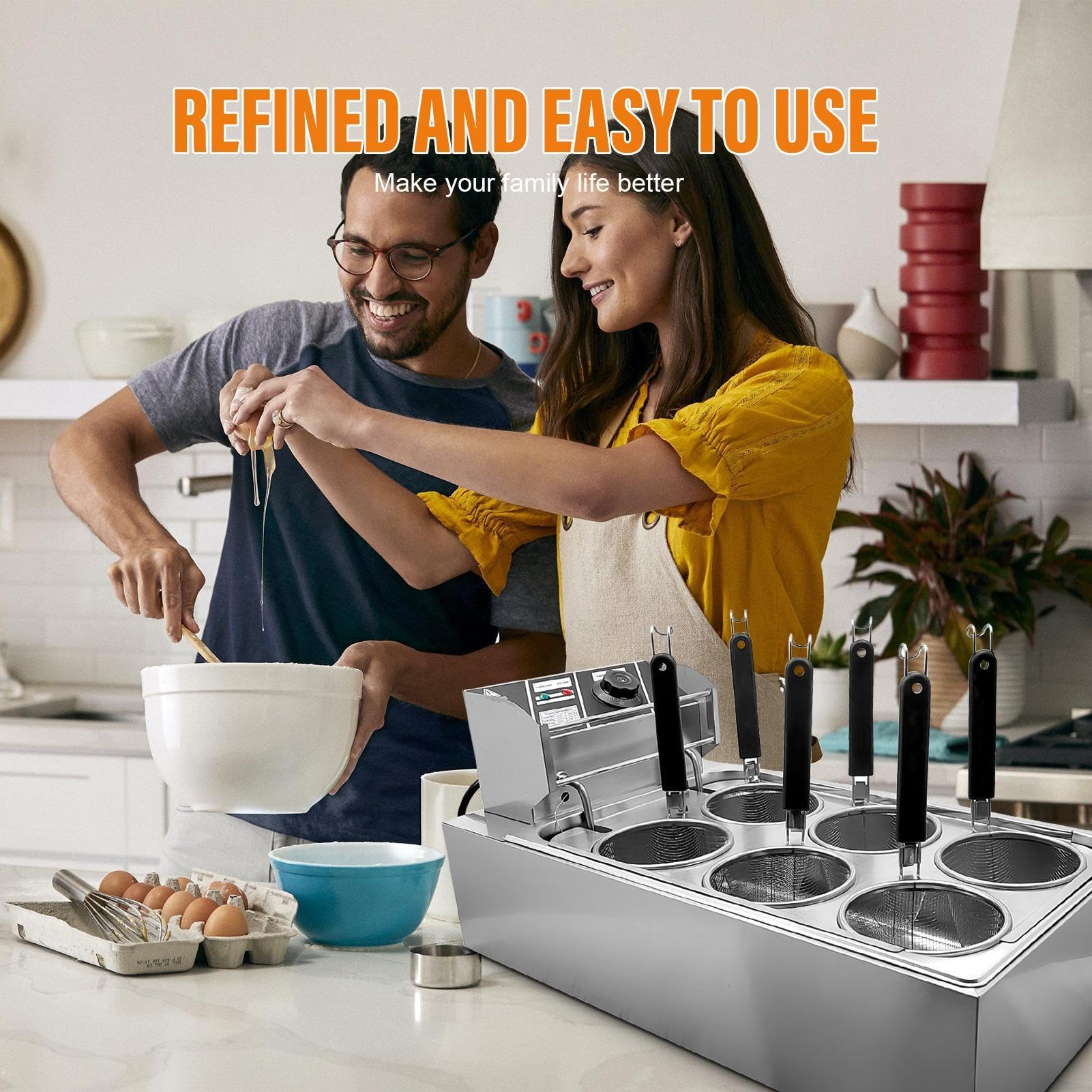 Commercial Electric Deep Fryer 1500W, 6 Basket Stainless Steel Countertop Fryer with Temperature Control & Oil Filtration - Perfect for Restaurants, Fast Food Shops, and Catering Businesses