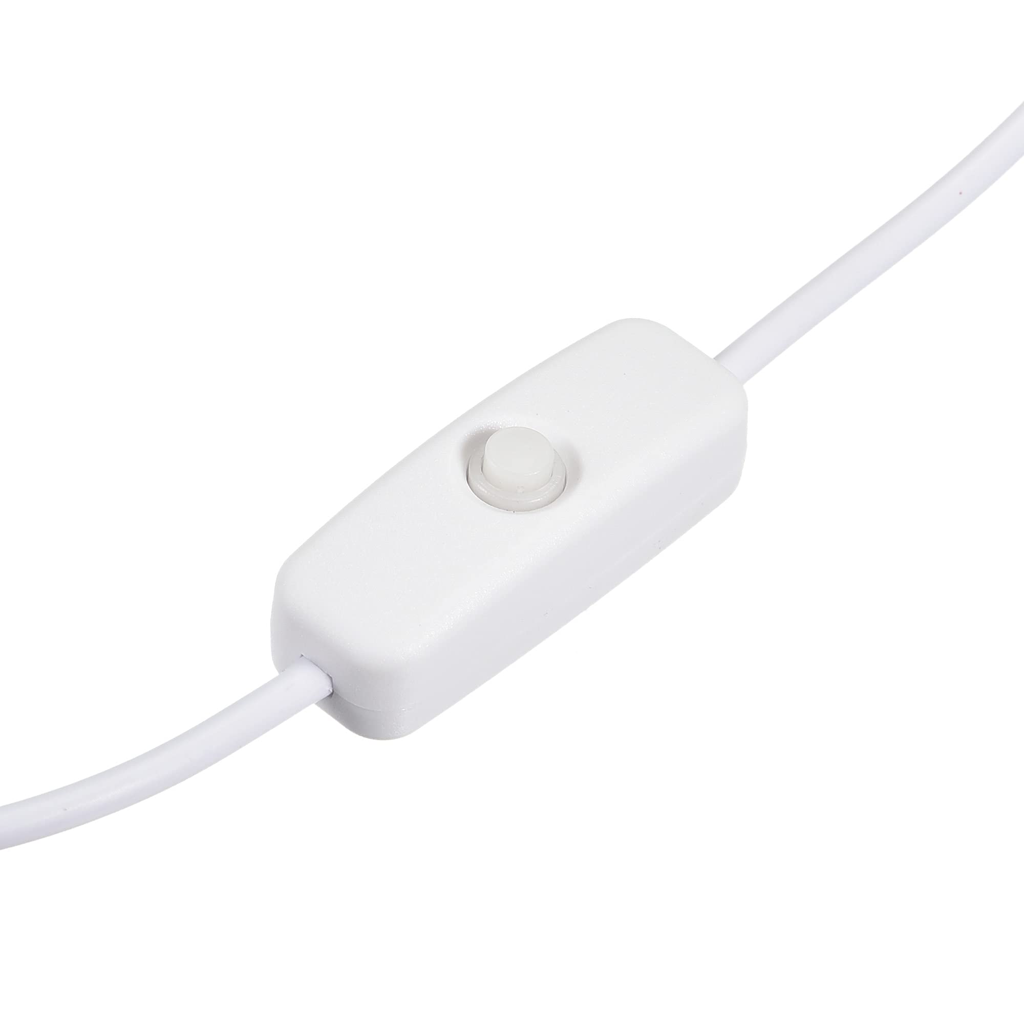 MECCANIXITY USB to 5.5x2.1mm DC Power Cable with ON/OFF Switch - 150cm White Extension Cord for LED Desk Lamps, LED Strips - Perfect for Home Office Lighting and DIY Projects
