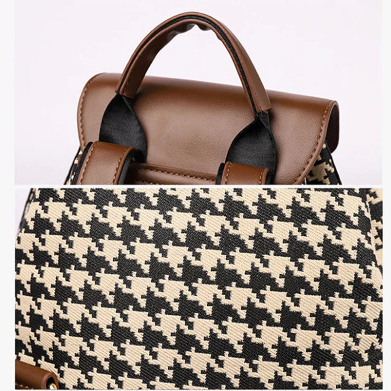Stylish Houndstooth Print Backpack for Women - Large Capacity Travel Bag with Multiple Pockets | Perfect for Work, School & Weekend Getaways
