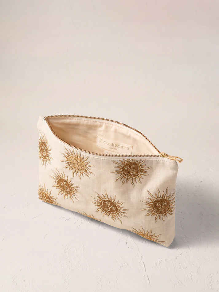 Elizabeth Scarlett Cotton Everyday Pouch - Oat Sun Goddess | Small Makeup Bag, Travel Organizer & Essential Oil Storage | Perfect for Daily Use, Gifts & On-the-Go Lifestyle