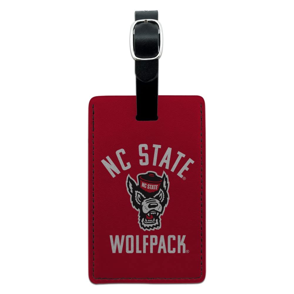NC State Wolfpack Leather Luggage Tag - Personalized Rectangle Suitcase ID Tag for Carry-On Bags - Perfect for Travel, Business Trips & College Dorms