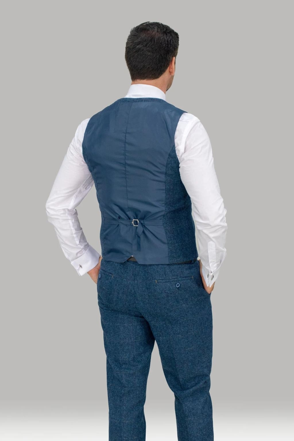 Cavani Carnegi 3-Piece Blue Check Tweed Suit for Men | Classic Business & Wedding Attire | Formal Office & Special Occasion Outfit