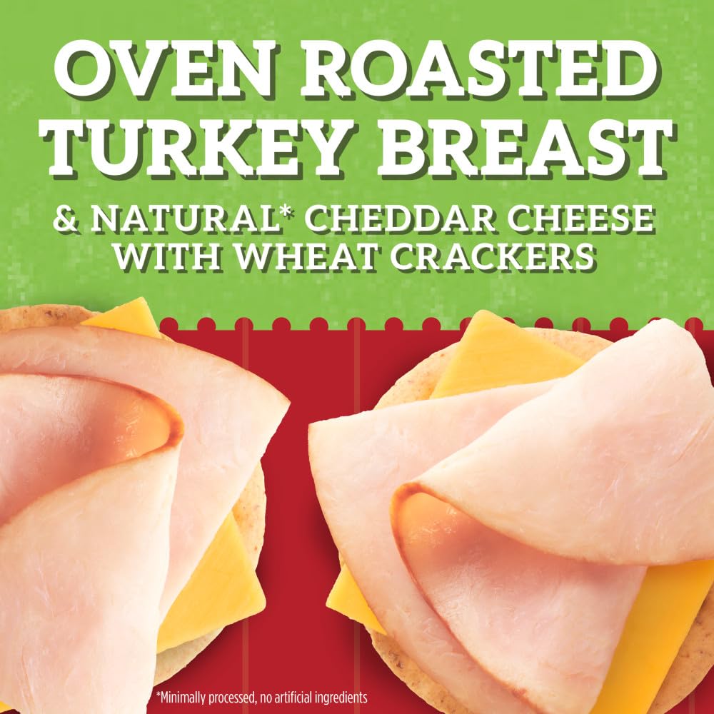 Hillshire Farm Oven Roasted Turkey Breast with Natural Cheddar Cheese & Wheat Crackers - 2.76 Oz Protein Snack Pack for Lunch, Travel & On-the-Go Healthy Eating