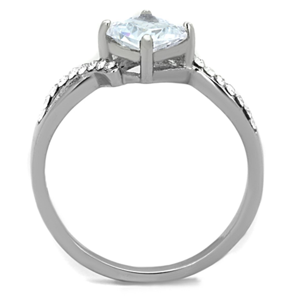 Marimor Jewelry 316 Stainless Steel Women's Cushion Cut Engagement Ring - 0.915ct Cubic Zirconia Solitaire Ring for Wedding, Proposal & Anniversary Gifts