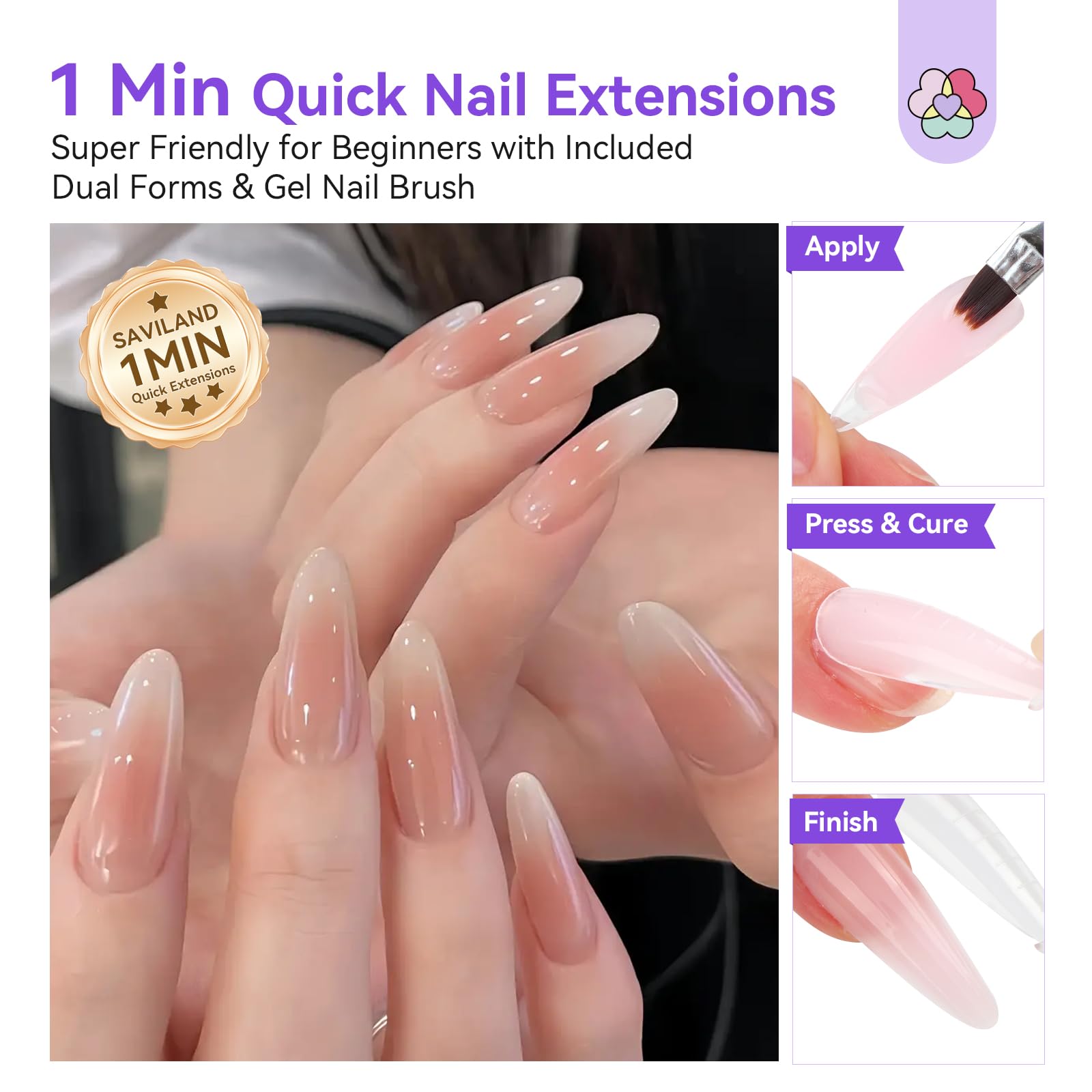 Saviland Poly Nail Gel Kit - Professional Starter Nail Art Supplies for Women | DIY Manicure, Salon-Quality Nails at Home, Perfect for Beginners & Nail Art Enthusiasts