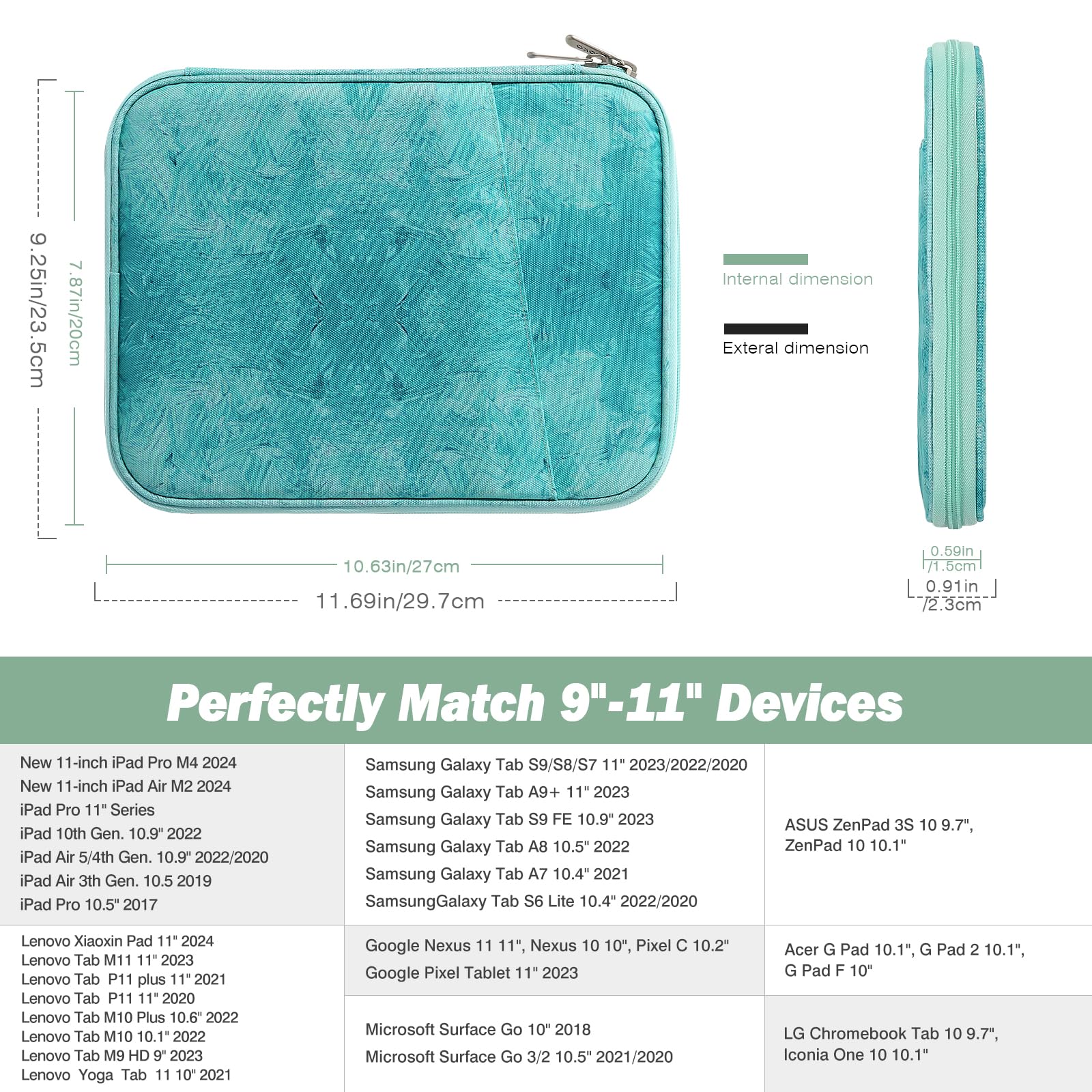 MoKo 9-11 Inch Tablet Sleeve Case - Protective Bag with Pocket for iPad Air/Pro 11 (2024), iPad Air 5/4 (10.9