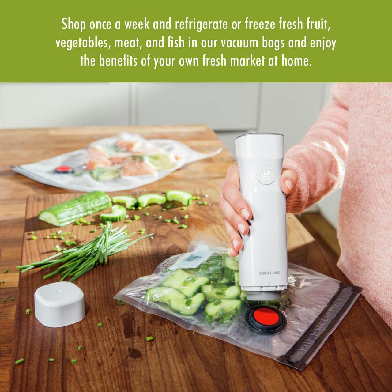 ZWILLING Fresh & Save 20-Piece Vacuum Sealer Bags Set - Reusable Sous Vide & Food Storage Bags for Meal Prep, Snacks | Dishwasher Safe, Clear & Assorted Sizes | Perfect for Sous Vide Cooking, Freezing & Organizing Leftovers