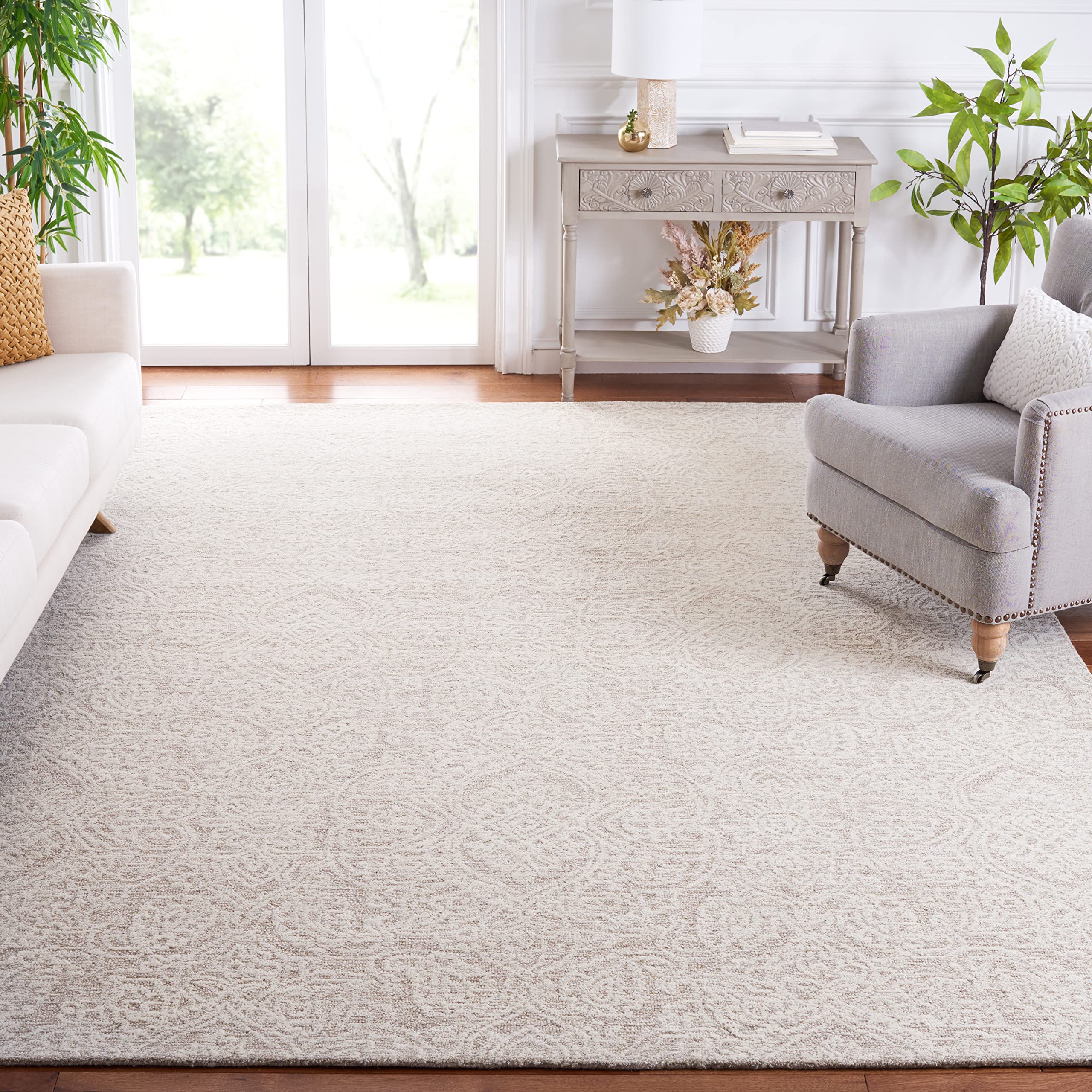 SAFAVIEH Metro Collection 6'x6' Square Natural Ivory Wool Area Rug - Handmade Premium Quality for Living Room, Dining Room & Bedroom Decor | Soft & Durable Floor Covering for Home Interior Design