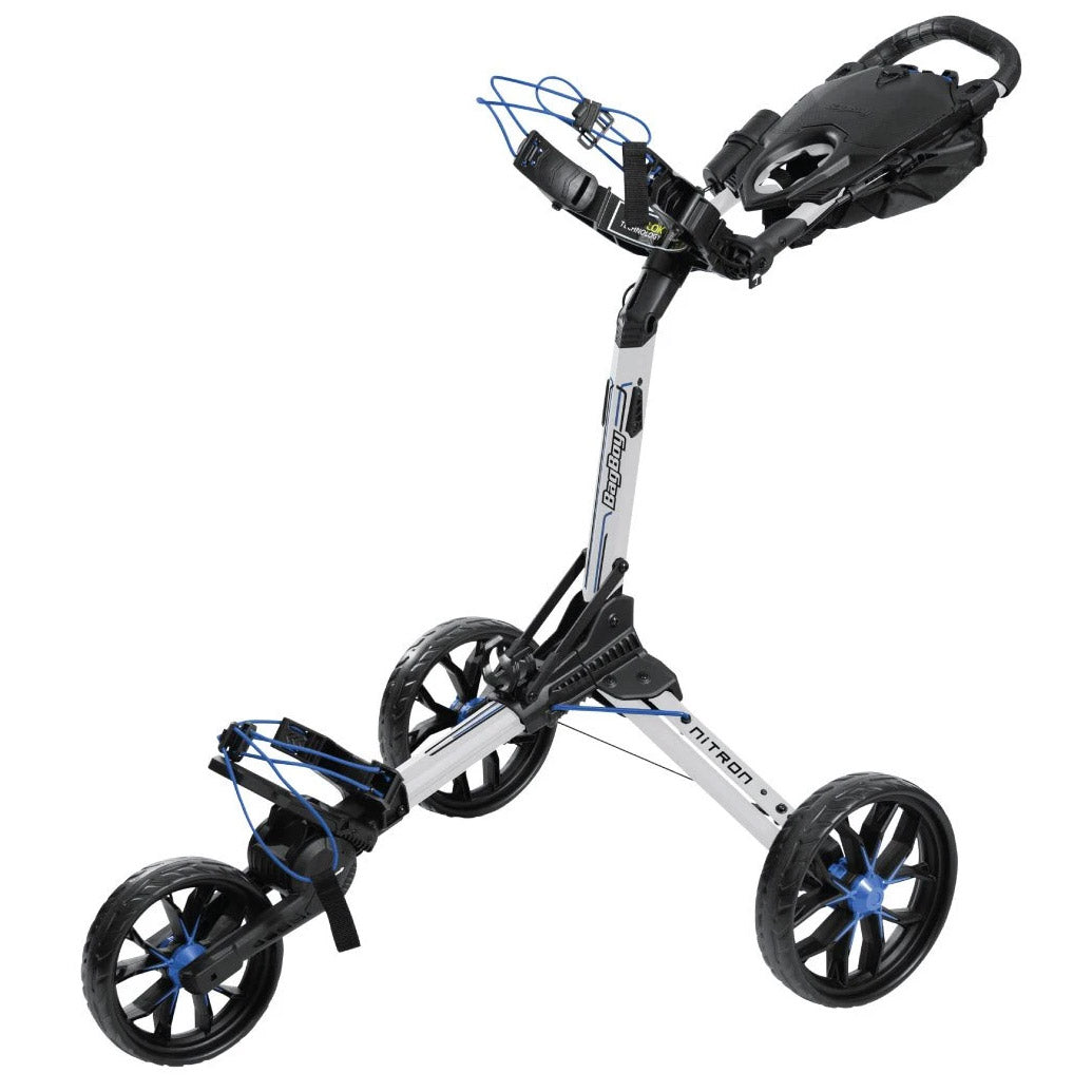 Bag Boy Nitron Auto Open Pushcart - Lightweight Golf Push Cart with Automatic Opening, Easy Fold Design - Perfect for Golfers on the Go, Tournaments & Course Convenience