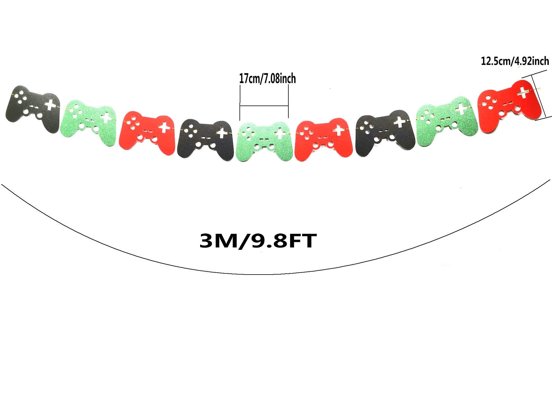 Video Game Controller Banner Garland - Green Red Black - Perfect for Video Game Party Decorations, Birthday Celebrations & Level Up Themed Events - Ideal for Gaming Rooms, Streamer Backdrops & Esports Tournaments