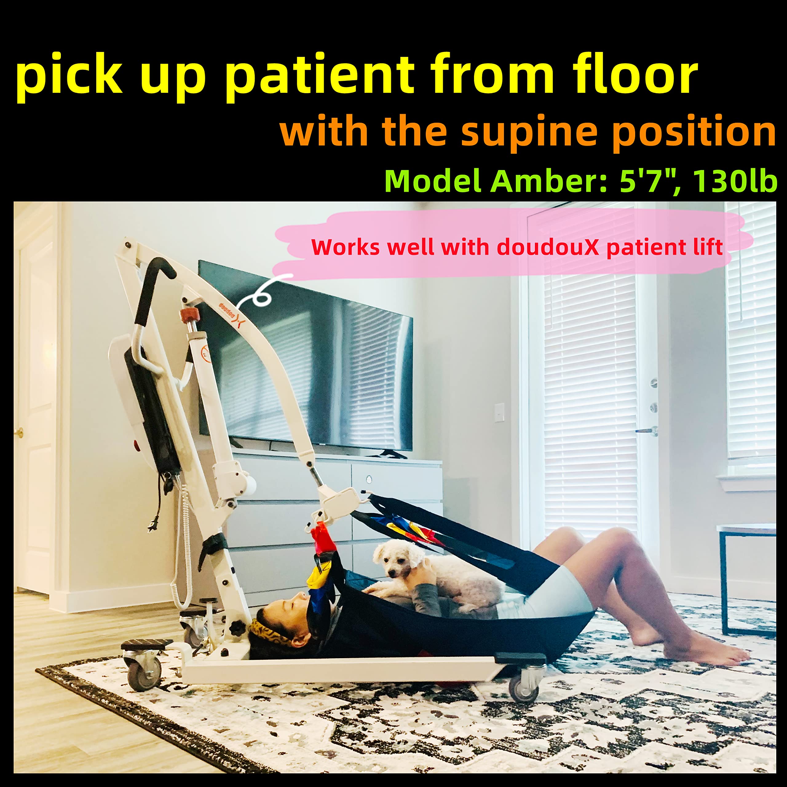 DoudouX Full Body Patient Lift Sling - Universal Solid High Back Support for Head, Neck, Back & Butt - Ideal for Home Care, Hospitals & Mobility Assistance
