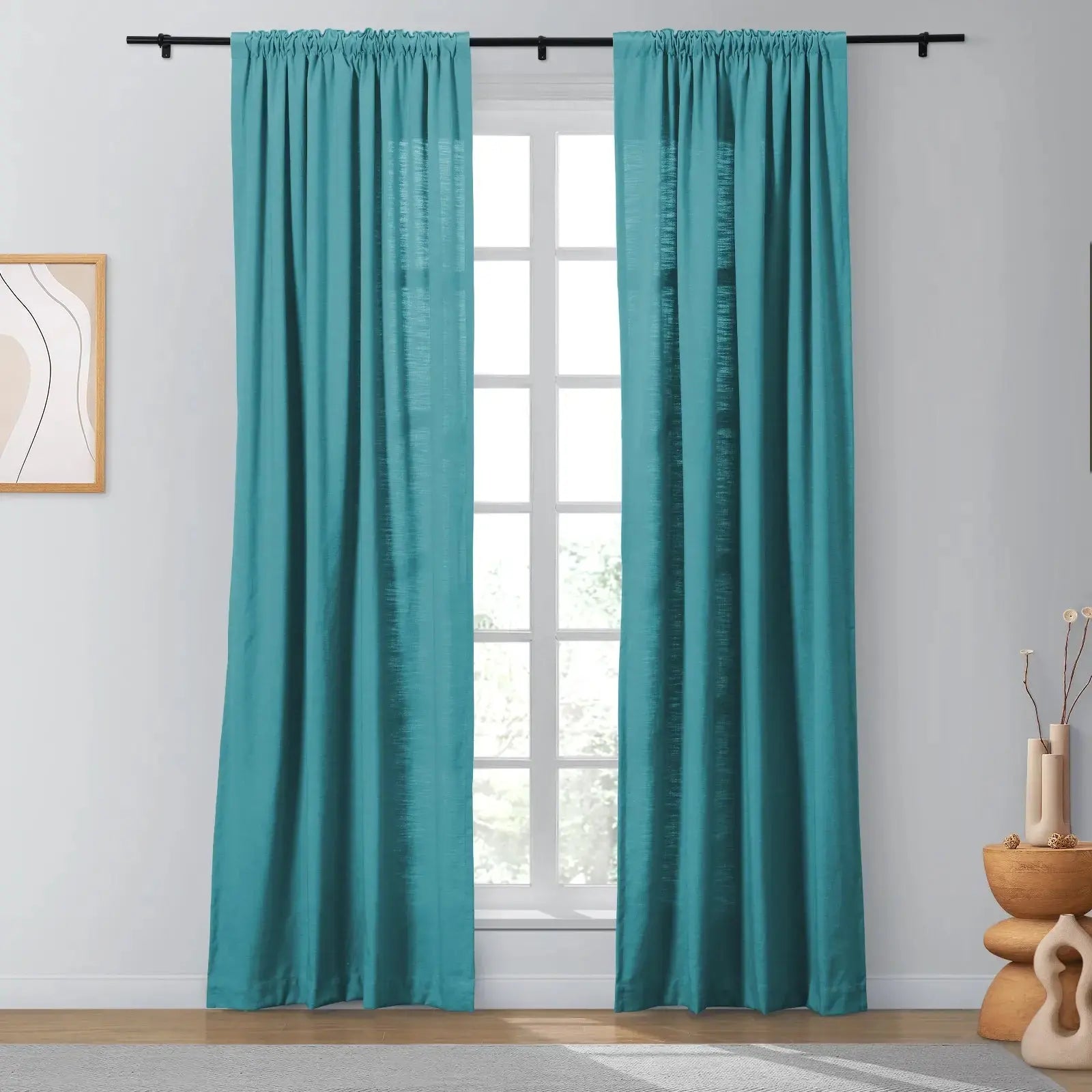Isabella Heavyweight Cotton Blackout Curtains - Soft Top Thermal Insulated Drapes for Living Room & Bedroom - Noise Reducing & Energy Saving Window Treatments
