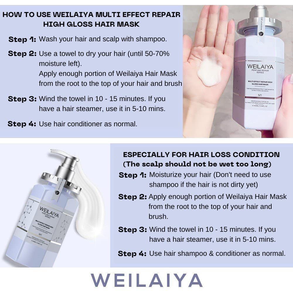 Weilaiya Truffle Shampoo and Hair Mask Set with Free Rose Essence Hair Oil - Sulfate-Free Hair Care for Dry, Damaged Hair - Salon Quality Treatment for Shine & Repair at Home