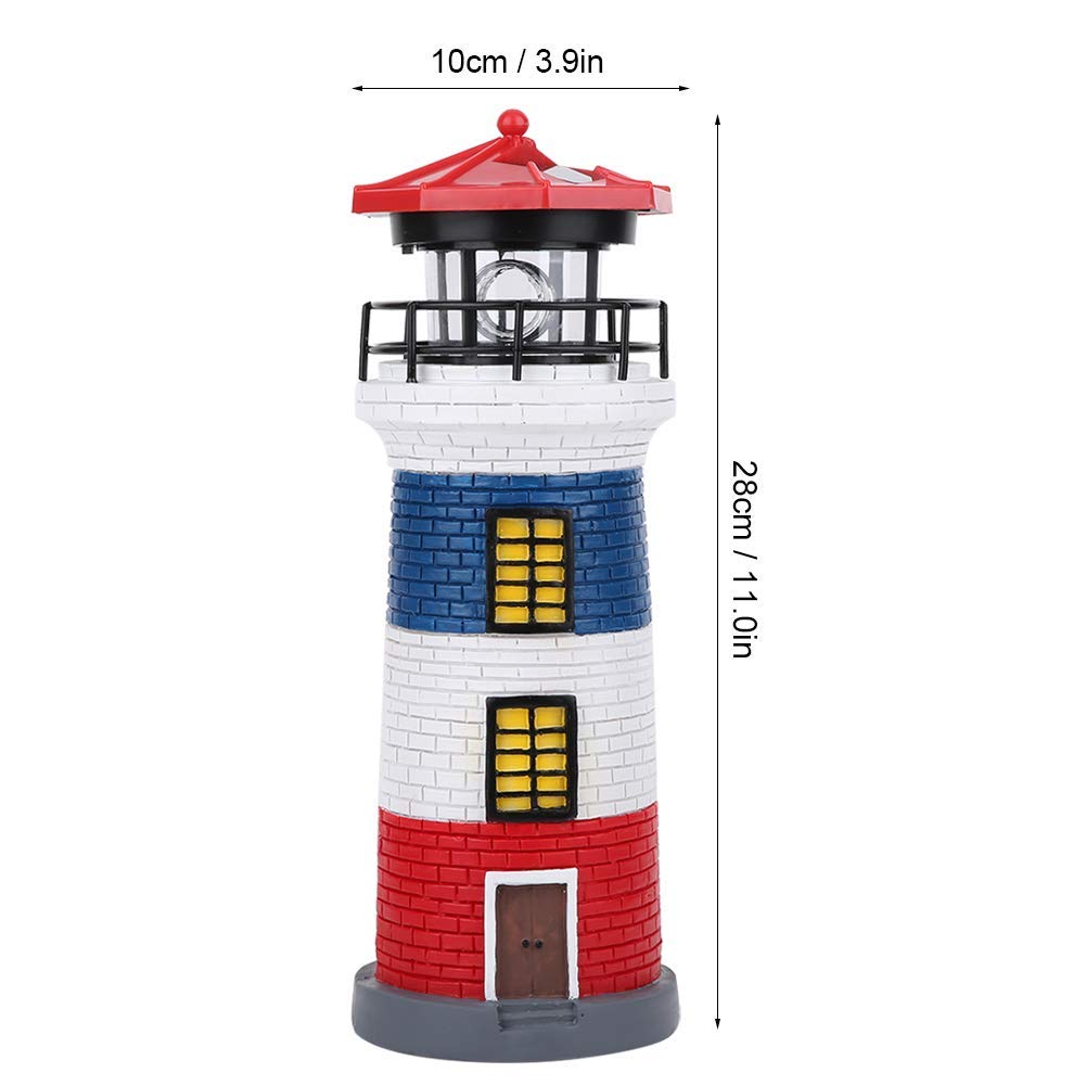 Omabeta LED Solar Powered Lighthouse Statue - Outdoor Rotating Garden Light for Yard, Lawn & Patio Decor - Waterproof Solar Lighthouse Lamp in Red, Blue & White - Perfect for Pathway, Landscape & Backyard Lighting