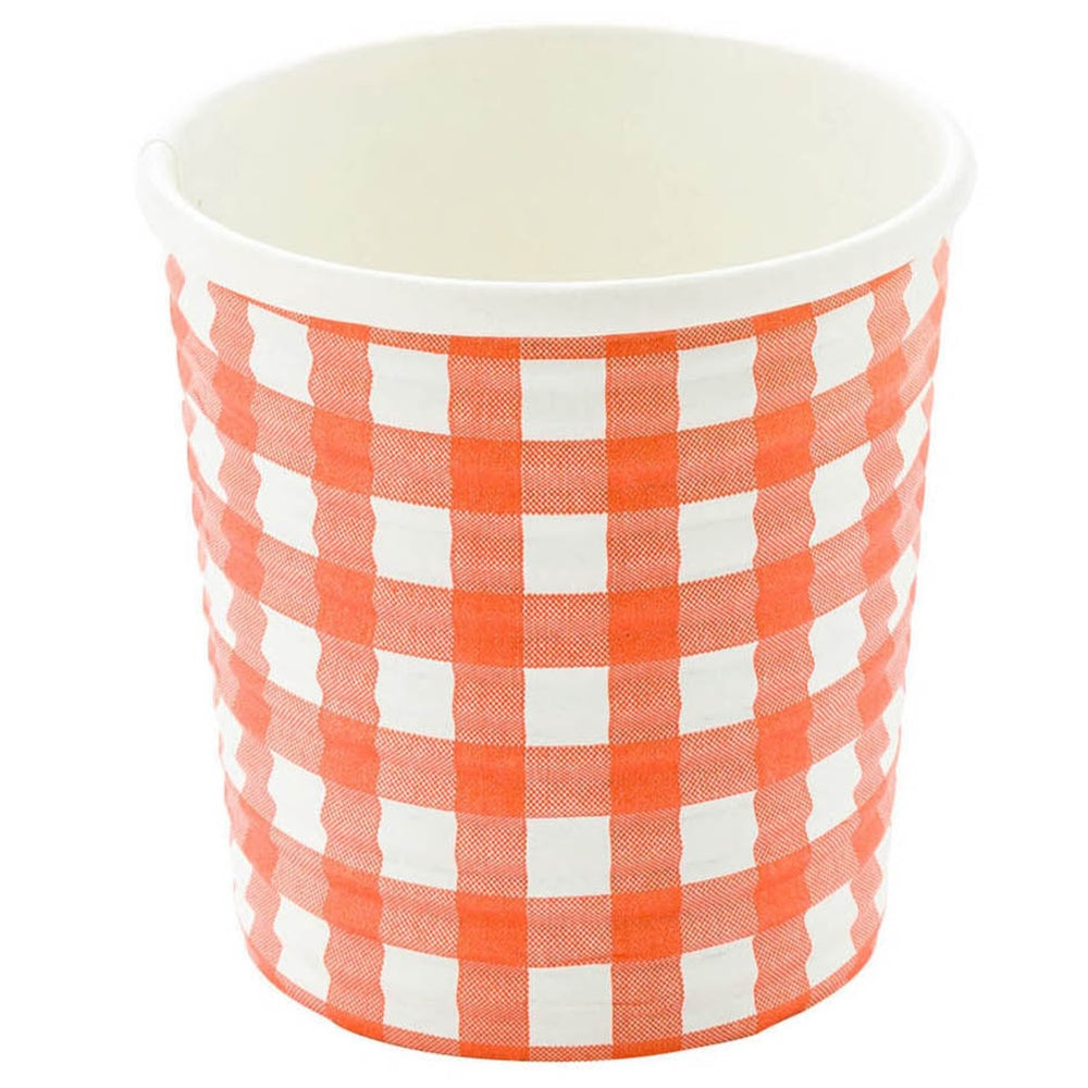 4 oz Picnic Print Disposable Paper Coffee Cups - Spiral Wall Design (2.5