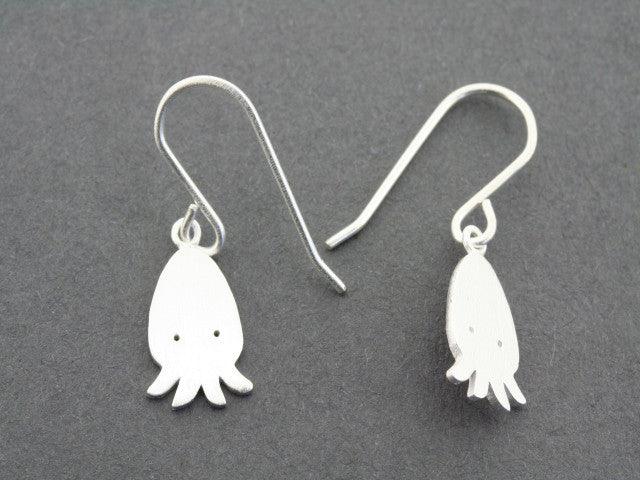 Unique Cuttlefish Squid Hook Earrings - Handmade Silver Jewelry for Women - Perfect for Beach Parties, Boho Fashion & Gifts