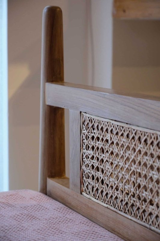Handmade Cane Design Four Poster Bed - Elegant Rattan Canopy Bed Frame for Master Bedroom, Guest Room or Luxury Hotel Suite