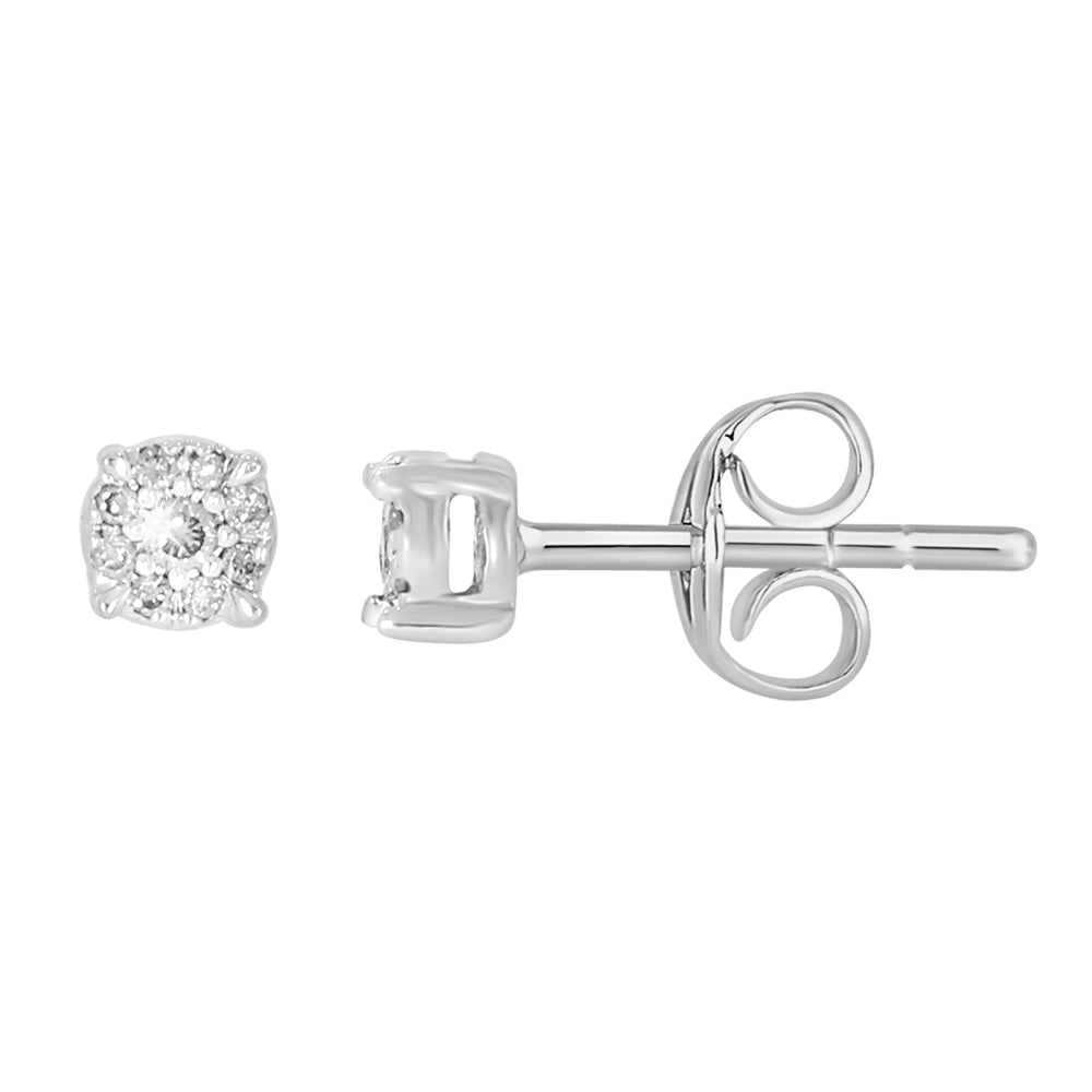 9ct White Gold Diamond Stud Earrings - 18 Brilliant Cut Diamonds (0.50ct Total Weight) | Elegant Everyday Jewelry for Women | Perfect for Gifts, Anniversaries & Special Occasions