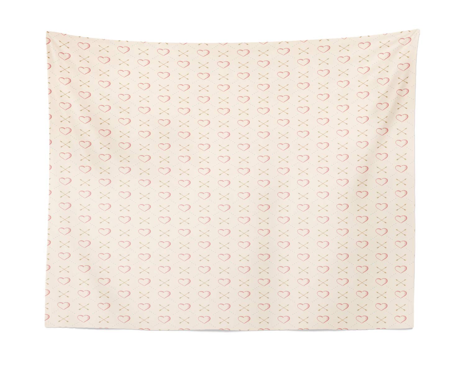 Ambesonne Valentines Tapestry - Arrow & Hearts Minimalist Wall Art Decor for Bedroom, Living Room, Dorm | 28x23 Inch Champagne Ruby Fabric Hanging | Perfect for Romantic Home Decor & Gift Giving
