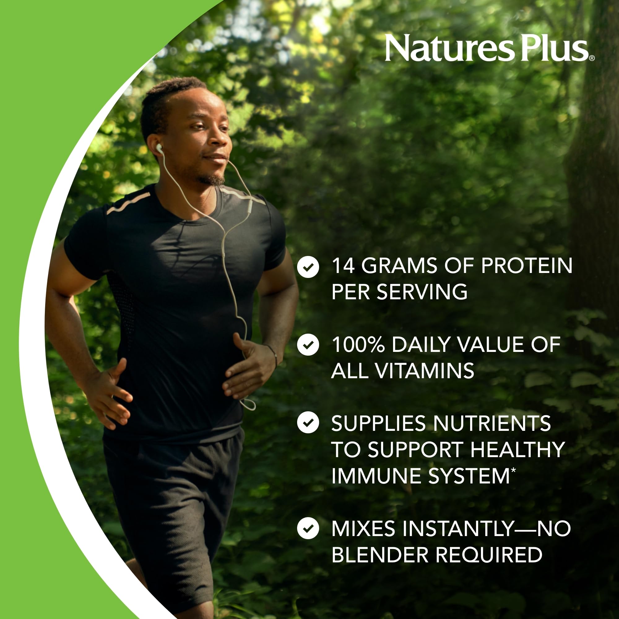 NaturesPlus SPIRU-TEIN Plant-Based Protein Powder - Cherries Jubilee Flavor, 2.1 lbs (30 Servings) | Vegetarian, Gluten Free, Non-GMO | Perfect for Post-Workout Recovery & Smoothie Boosts