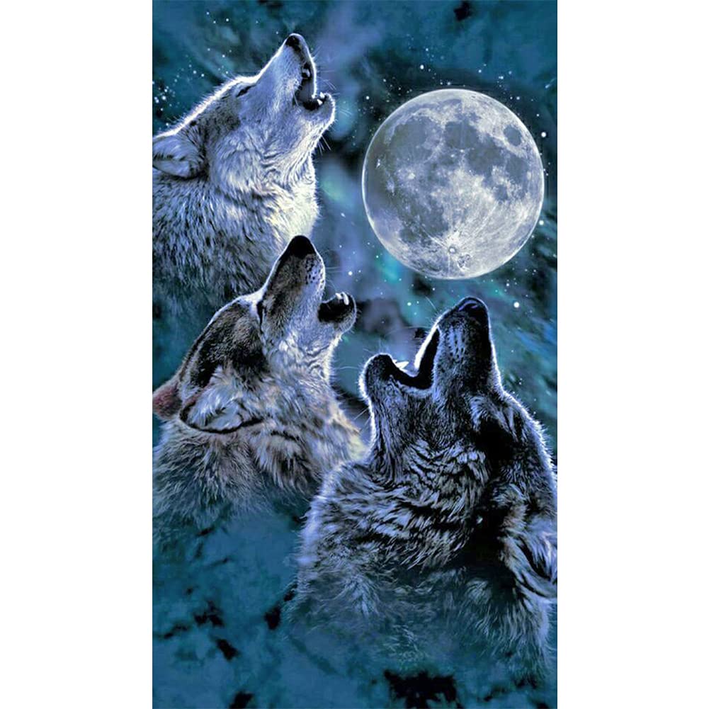 Winner Eco 5D Wolf Diamond Painting Kit by Number - DIY Full Round Drill Animal Rhinestone Embroidery, Cross Stitch Mosaic Art Craft (40x70cm) for Home Decor, Gift Making & Stress Relief